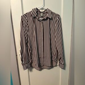 SZ 0 Brown and white striped button down